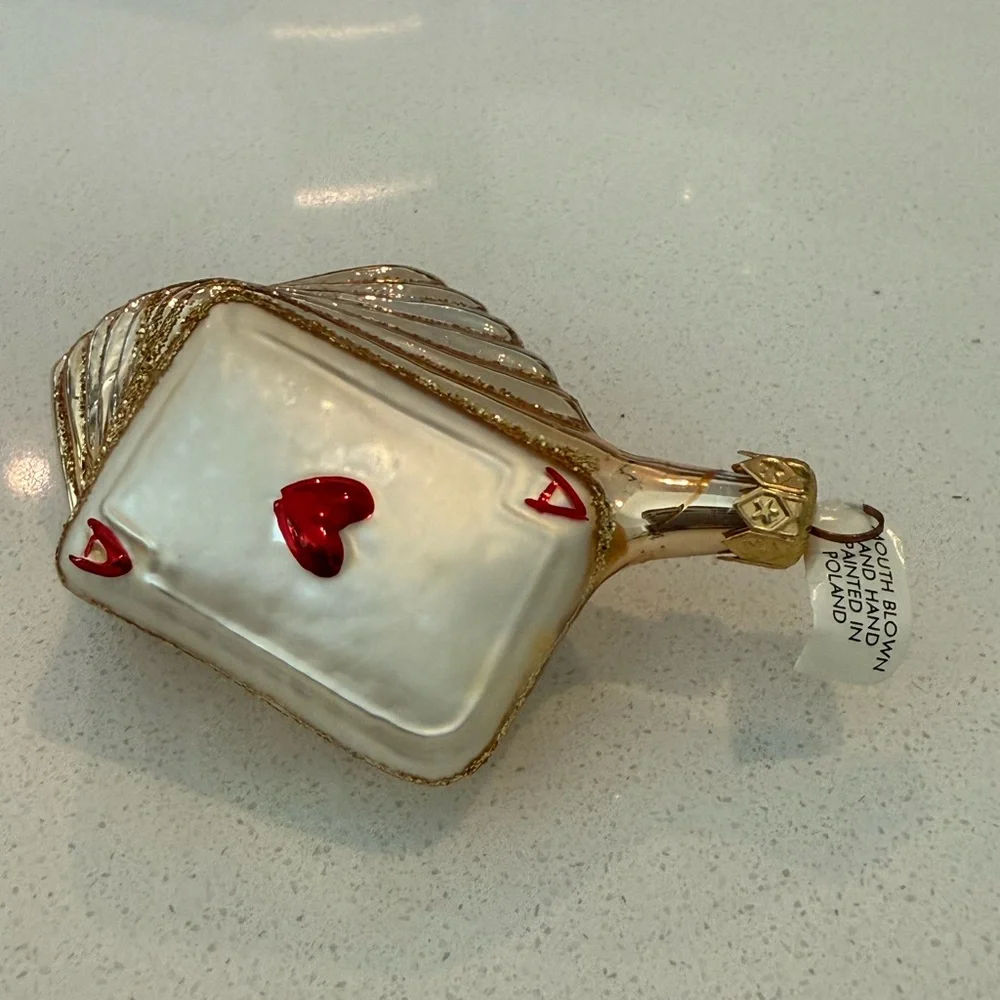 Vtg Pier 1 Imports Blown Glass Ace Of Hearts‎ Cards Christmas Ornament